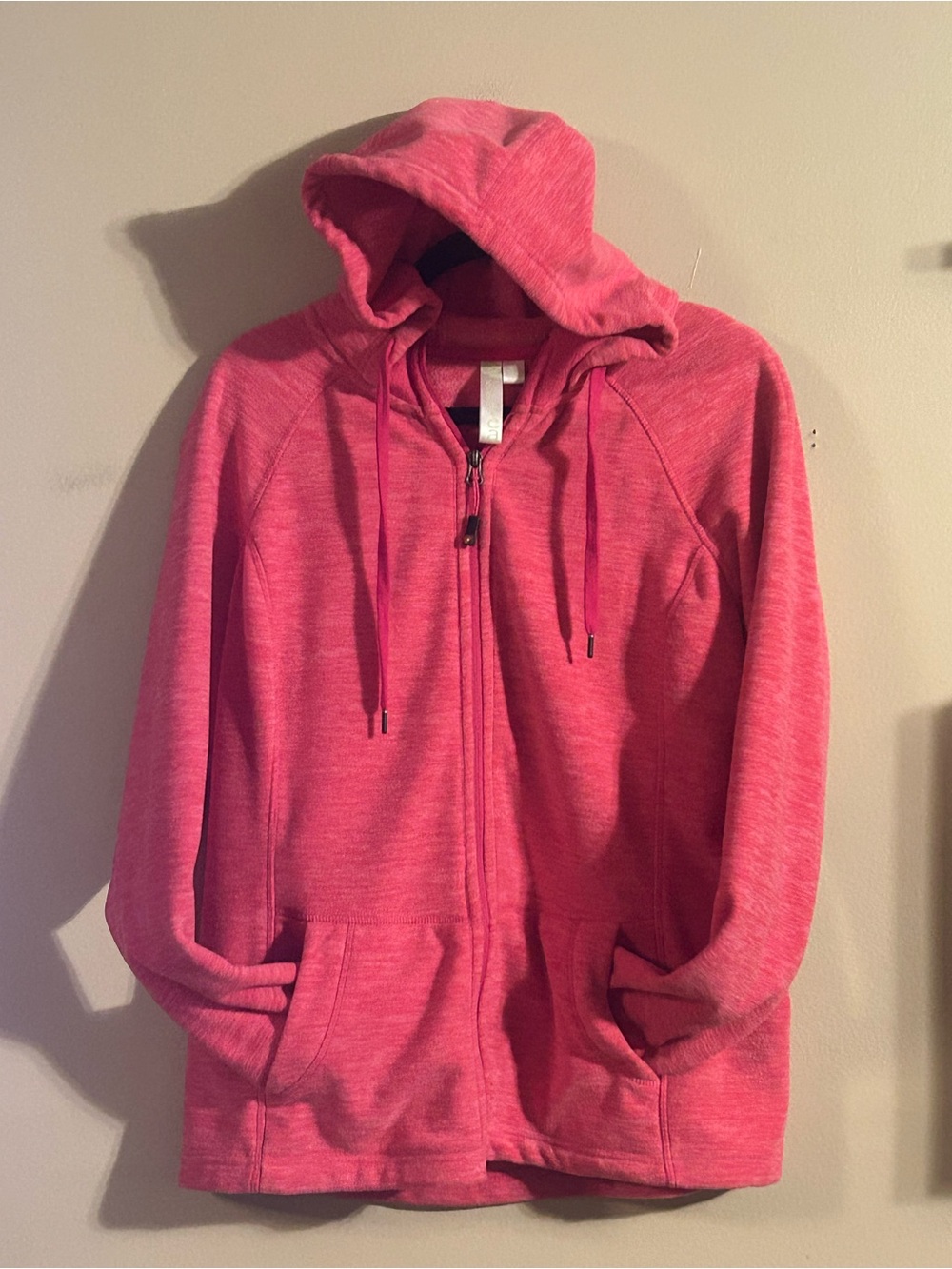 Green Tea Pink Heathered Full Zip Hooded Jacket Women’s L